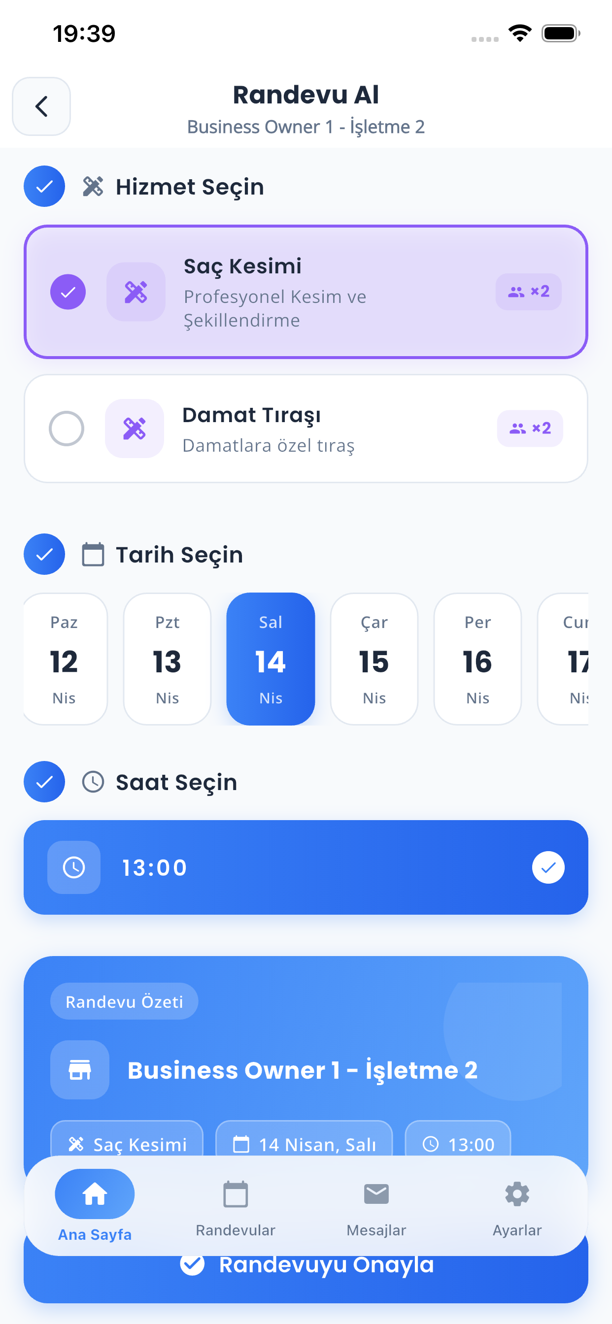 Randevu al mobil görünüm